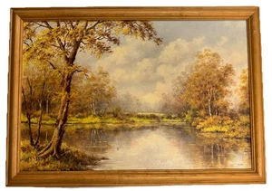 Original Oil Painting By M Cash, Autumn Landscape, Signed - Picture 1 of 5
