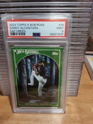 2023 Topps Bob Ross Sandy Alcantara Green Sap /75 PSA 9 - Image 1 of 2