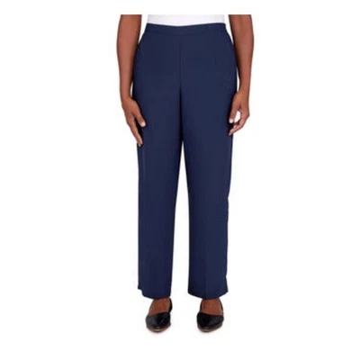 Alfred Dunner Women's Plus Size Picture Perfect Classic Fit Pants in Navy Blue - Image 1 of 4