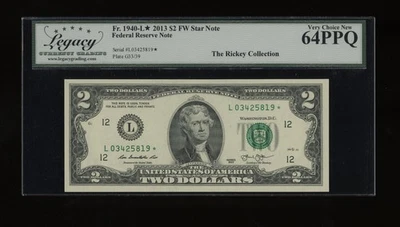 DBR 2013 $2 FRN San Francisco STAR Fr. 1940-L* Legacy 64 PPQ Serial L03425819* - Image 1 of 2