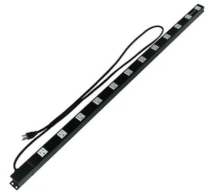 48" 12 Outlet Metal Rack Mount Power Strip Surge Protected Lighted Power Switch - Picture 1 of 9