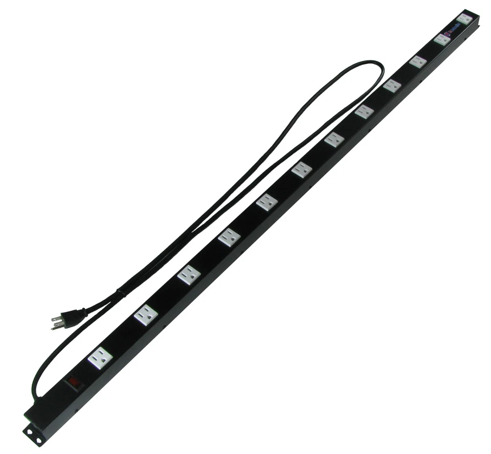 48" 12 Outlet Metal Rack Mount Power Strip Surge Protected Lighted Power Switch - Image 1 of 4