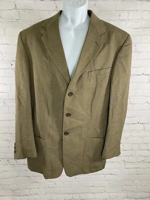 Structure Brown Houndstooth Linen Blend 3 Button Jacket Blazer M Medium - Image 1 of 4