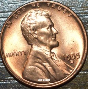 1955 D D/D Lincoln Wheat Cent DDO doppelte Prägung Vorderseite Penny RPM BU rot - Bild 1 von 4