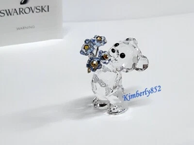 Swarovski Kris Bear - Forget-me-not Flower Colored Crystal Authentic NEW 5427993 - Image 1 of 4