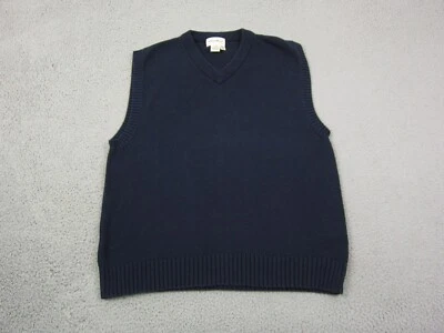 Eddie Bauer Sweater Vest Mens Extra Large XL Blue Cotton Chunky V Neck Golf - Image 1 of 4