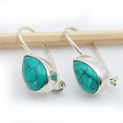 Ohrhänger Silber 925 Ohrringe Türkis-Howlith Sterlingsilber Paar Tropfen t - Bild 1 von 4