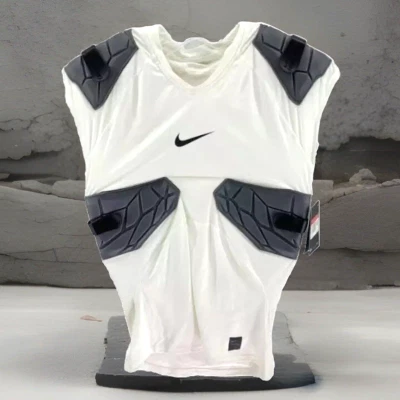 NIKE Pro HyperStrong Compression 4 Pad Shirt Top Men’s Large White Gray Football - Image 1 of 4