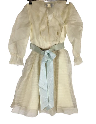 VESTIDO PAGEANT VINTAGE ONDINE CALIFORNIA NIÑA VOLANTES Talla 10 ORGANZA Comunión Nuevo sin Etiquetas Foto 1 de 4