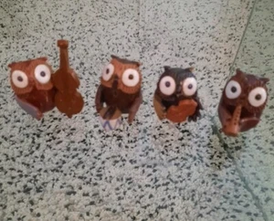 Miniatur Keramik Eulenband vier Stück - Bild 1 von 6