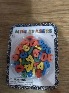 P4- 1 pack / 60 Alphabet mini erasers rewards math counters school supply - Picture 1 of 1