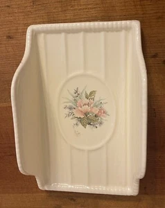 Toallero vintage Athena porcelana beige rosa floral punta de dedo invitado con defecto - Imagen 1 de 7