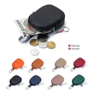 Genuine Leather Coin Wallet Small Change Purse w/Key Ring Mini Storage Bag Pouch - Picture 1 of 23