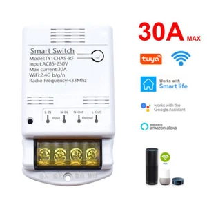 30A Tuya WiFi RF 433 Smart Switch Relay Module Wireless Remote Control for Alexa - Picture 1 of 12