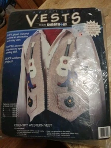 Dimsensions Applique Vests Pattern Kit Country Western Vest 62009 Cowboy Guitar - Picture 1 of 2