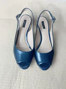 Alex Marie Navy Blue Open-Toe Heels, Size 8 M - Picture 1 of 6