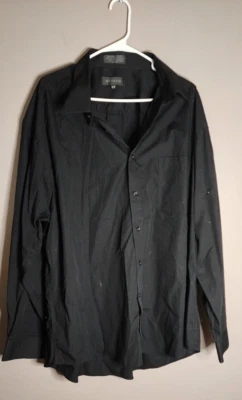 Men's Marquis Signature Black Collared Button Down Shirt Size 19.5 Inches 36-37 - Image 1 of 4