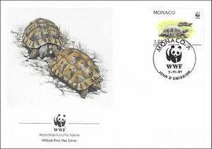 Hermann's Turtle Couple Species of Tortoise Native to Europe Monaco FDC 1991 - Picture 1 of 1