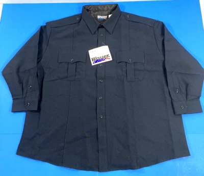 NEW BLAUER MENS LONG SLEEVE ZIPPER POLYESTER SHIRT 8600-Z DARK NAVY 18.5 x 33" - Image 1 of 3