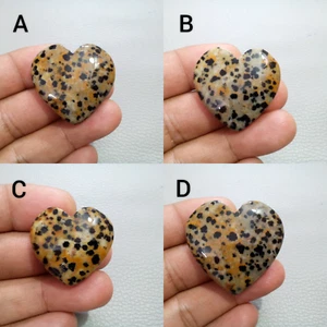 Excellent Puffy Dalmatian Jasper Heart Carved Loose Gemstone For Jewelry Making - Picture 1 of 13