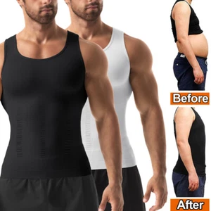 Men's Compression Vest Slimming Body Shaper Shapewear Gynecomastia Gym Tank Top - Picture 1 of 36