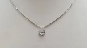 Collier poire en Or blanc 18 carats sertie de diamants naturels - Picture 1 of 5