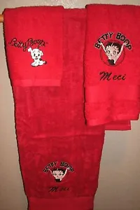 Betty Boop Circle Personalized 3 Piece Bath Towel Set  Your Color Choice  - Picture 1 of 5