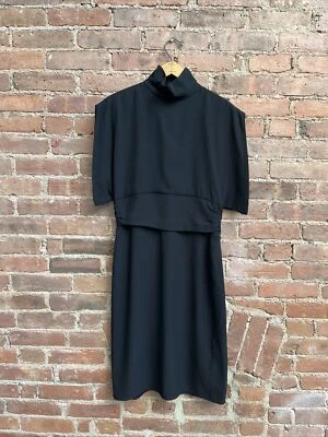 Costume National Womens Mockneck Dress, Sz 44, Black Italy Foto 1 de 4
