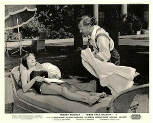 Baby Face Nelson Original Lobby Card Mickey Rooney Carolyn Jones leggy swimsuit