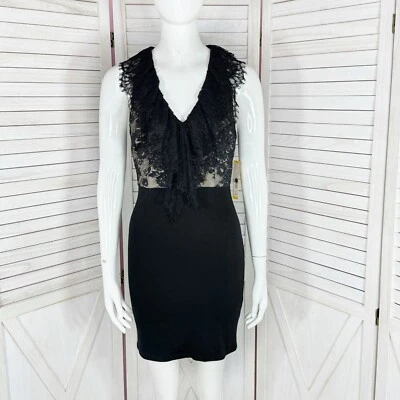 Vestido Alice + Olivia Odette Mujer 2 Negro Encaje Top Halter Mini Funda Cóctel Foto 1 de 4