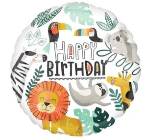 Jungle Themed Birthday Helium Balloons, 17" Birthday Get Wild Foil Balloon Decor - Picture 1 of 1