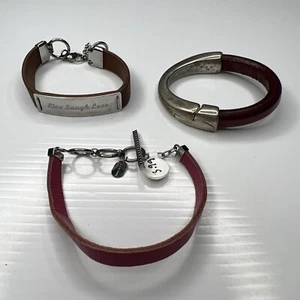 X1 Lot live laugh love Burgundy pink Leather Bangle Boho Retro bracelets - Picture 1 of 7