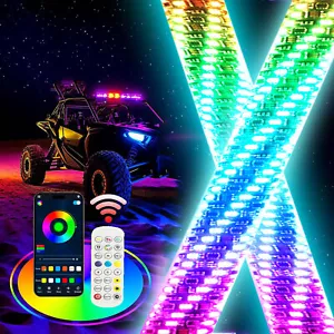 2x 3FT Fat led Whip Lights RGB Spiral Chasing Light Flag Pole Antenna For Can-Am - Picture 1 of 10