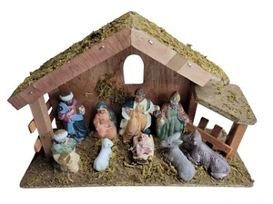 Vintage Krippe Scheune Weihnachten Tiere 3 Könige - Bild 1 von 5