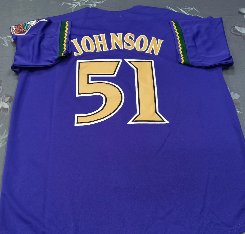 VINTAGE Randy Johnson #51 Diamondbacks Throwback Purple Sewn Stitched Jersey. - Image 1 of 4