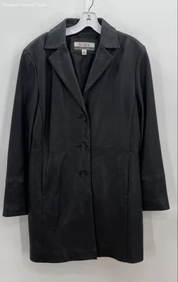 Nine & Company Women's Black Leather Coat - Size L - Image 1 of 4