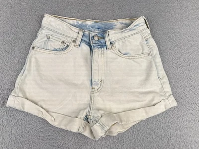 Levis Shorts Women 24 Blue White Acid Wash Cut Off Rolled Hem Mid Rise 24x2 - Image 1 of 4