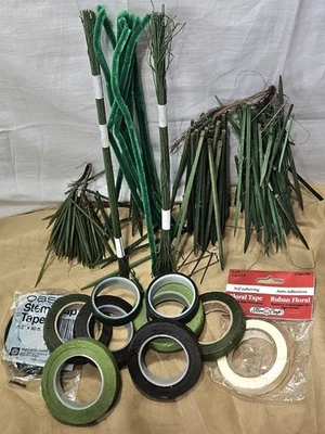 Suministros para floristería/artesanía-alambres de vástago, selecciones de madera con cable, cinta, paquete de tallos de chenilla Foto 1 de 3