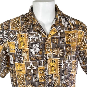 Camisa Hawaiana Roundy Bay Grande Hibisco Flores Hula Tortugas Barcos Tribal - Imagen 1 de 6