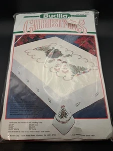 Bucilla Christmas Holiday Tree Stamped Cross Stitch Tablecloth 60x90 Oval NEW - Picture 1 of 4