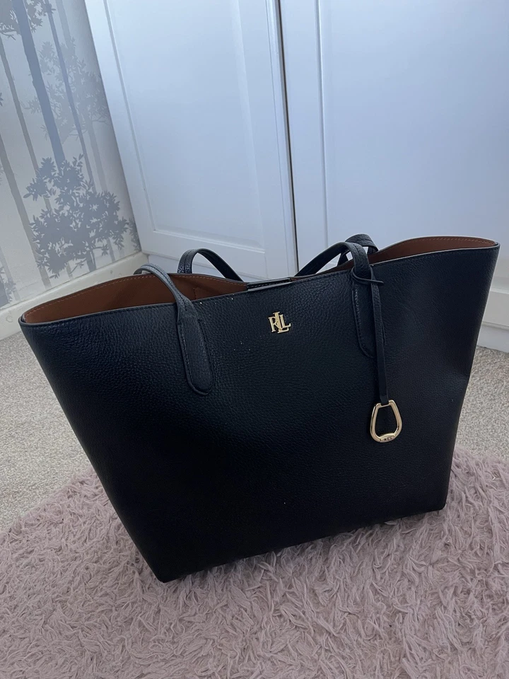 Ralph Lauren Large Black Tote Bag Leather Laptop - Image 1 of 4