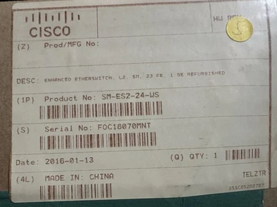 Cisco SM-ES2-24 Cisco SM-ES2-24-WS Cisco Enhanced Etherswitch  L2, SM, 23FE 1GE - Image 1 of 4