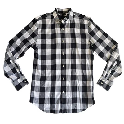 Banana Republic Men's Size M Black White Check Non-Iron Tailored Slim Fit Shirt - Image 1 of 4