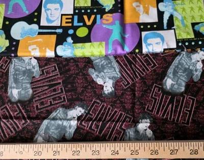 2 Elvis Cotton Prints Craft Sewing Fabric Out of Print Vintage 13" and 14" - Image 1 of 3