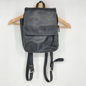 Mochila TIGNANELLO Bolso Multi Bolsillo Cuero Guijarro Negro Correas Ajustables - Imagen 1 de 21