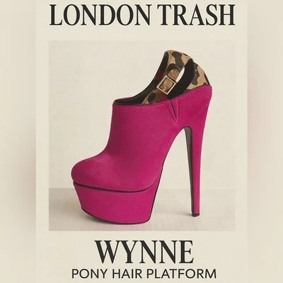 London Trash Wynne Heels Size 7.5 Pink Pony Hair Platform Leather Sole 6” Heel - Image 1 of 4