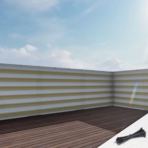 Pantalla de valla de privacidad de cubierta de 3 pies beige con tira parabrisas para balcón piscina hogar - Imagen 1 de 12