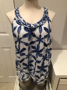 Lane Bryant Damen-Tanktop blau und weiß Spitze hinten Racerback Größe 18/20 - Bild 1 von 4