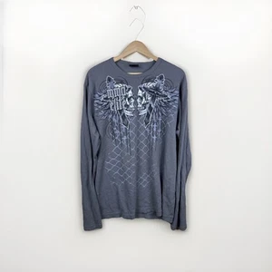 Vintage Herren MMA ELITE Skulls Cross Grunge Thermo Langarm Hemd Größe 2XL - Bild 1 von 8