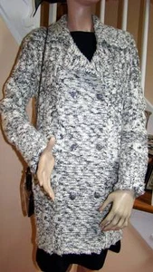 CHANEL NWT 10A B/W Crystal-Embellished Tweed Sweater Jacket Coat 40 - Picture 1 of 12